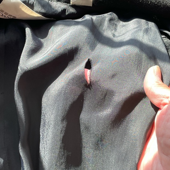 Dana Buchman button down dark gray with red trim light wool long spring jacket - Picture 12 of 14